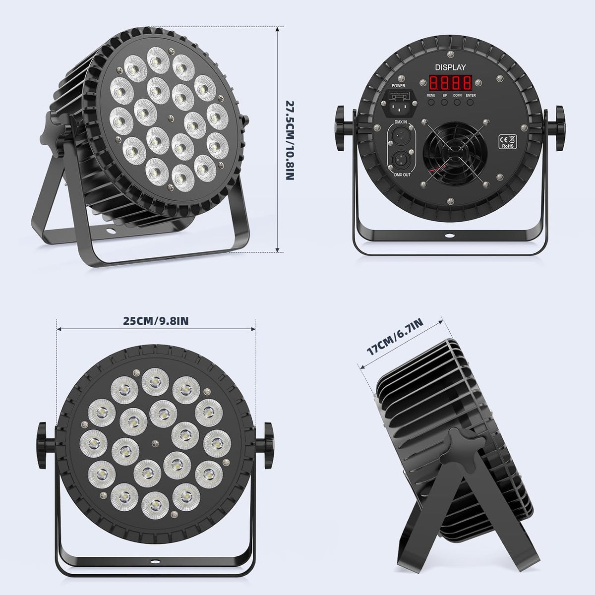 2pcs 6-in-1 LED Par 200W 18 LED Flood Light RGBWA+UV LED Flood Light DMX512 disco light 7/10CH Party Light 4 Control Modes Mode Lighting DJ Light Effect for - QUORE