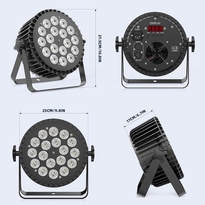 4pcs 6-in-1 LED Par 200W 18 LED Flood Light RGBWA+UV LED Flood Light DMX512 disco light 7/10CH Party Light 4 Control Modes Mode Lighting DJ Light Effect for - QUORE