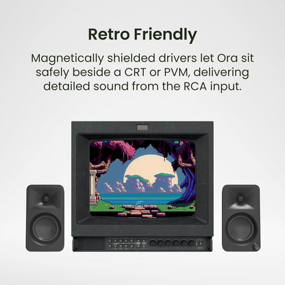 Kanto ORA 100W Powered Bi-amp Reference Desktop Computer Speakers w/Bluetooth 5.0 & USB-C | 100 Hz Crossover | Reference Quality Sound | Pair | Black
