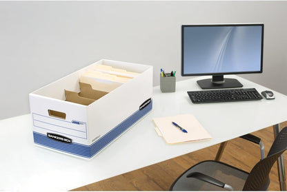 Bankers Box R-KIVE DIVIDERBOX Heavy-Duty opbergdozen met verdelers, FastFold, Lift-Off Deksel, Letter/Legal, koffer van 12 (0083601)