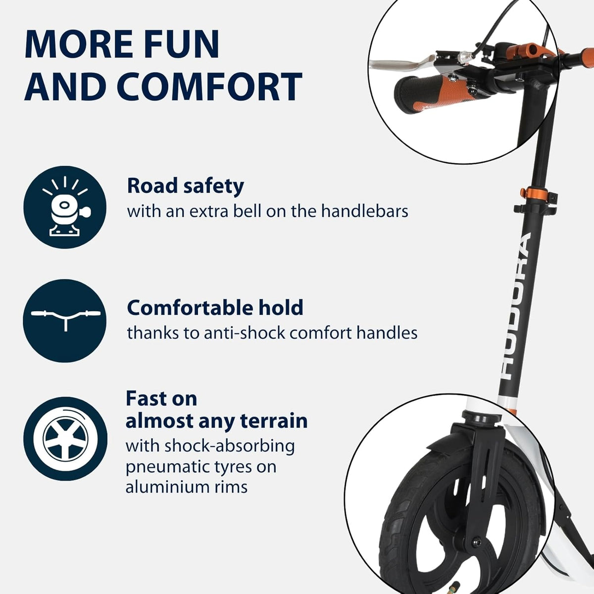 Hudora BigWheel Air Dual Brake Luchtbanden-scooter - Big Wheel Scooter met handrem - step luchtbanden - City Scooter