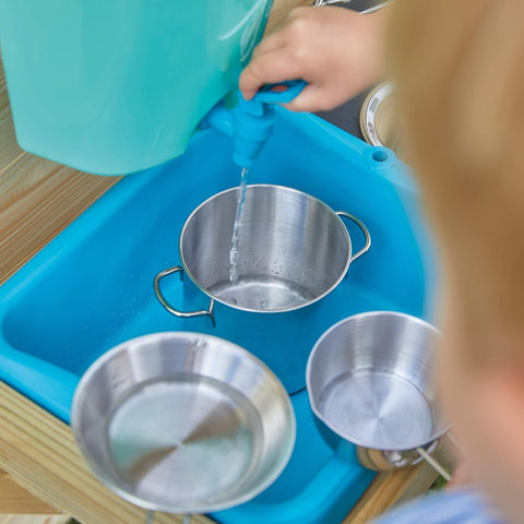 Modderkeuken - Buitenkeuken Kind - Speelkeuken Tuin - Keuken Speelset - met Waterpan - Tuin Gootsteen - Keuken Accessoires - voor Jongens - Meisjes 3 jaar en ouder - Hout - 31 x 55 x 56 cm - Houten/Blauw