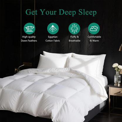 APSMILE Donzen dekbed 200 x 200 cm, dekbed voor het hele jaar, hoge wolligheid, ganzendons en veren, 100% Egyptisch katoen, mensen met allergieën, natuurlijk dekbed RDS-gecertificeerd voor dierenwol