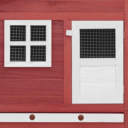 LAPOOH Chicken Coop with Nesting Box Red and White Solid Pine Wood, Chicken Coop, Chicken Coop, Chicken Cage, Poultry House, Animal Outdoor Pens & Coops-170867