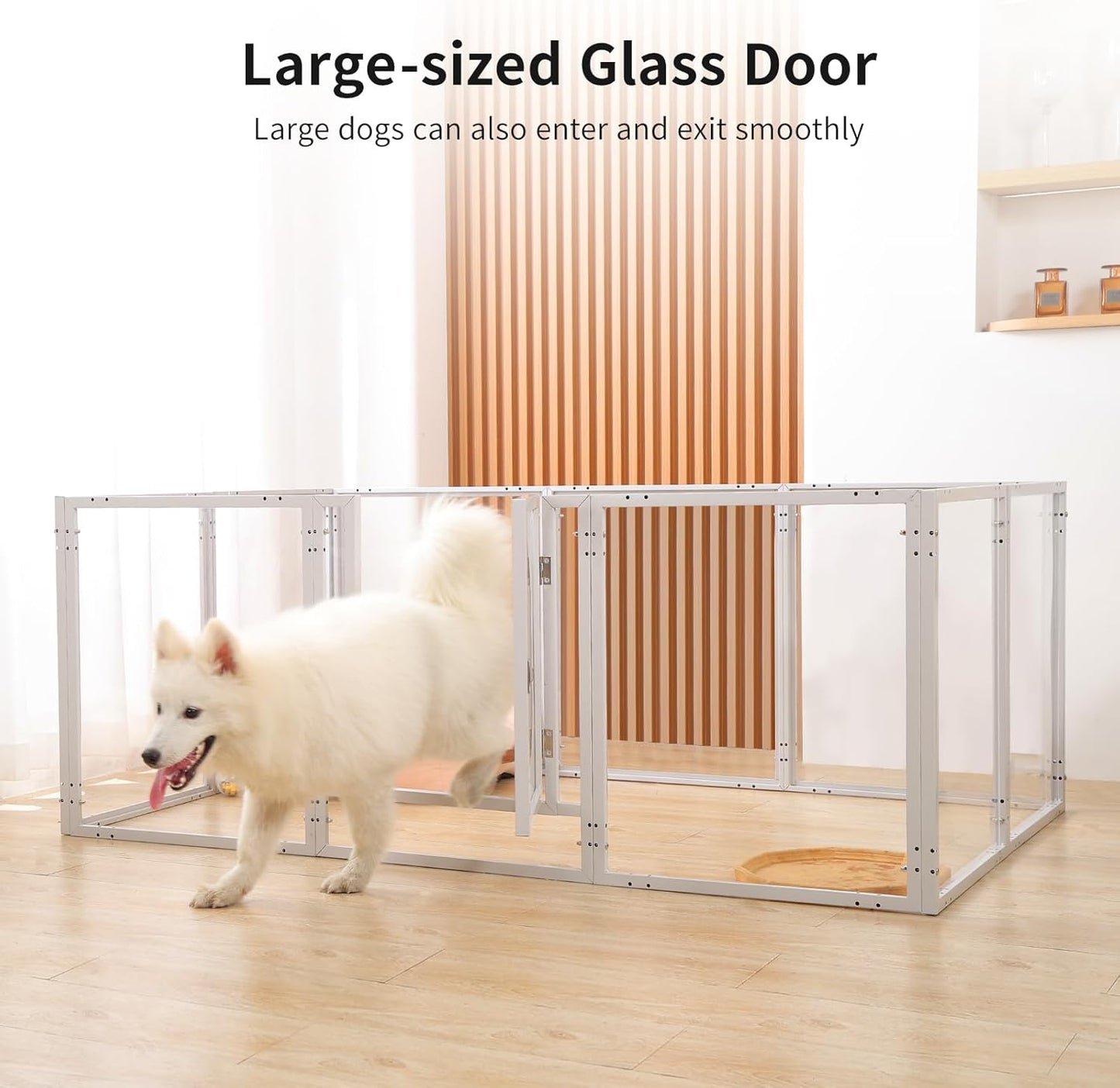 Doorzichtige acryl hondenspeelbox voor binnen - 130 cm 10 panelen huisdierbox voor kleine honden en katten, buitengebruik met deur, eenvoudig te monteren en schoon te maken (wit-10, 23 inch, 10