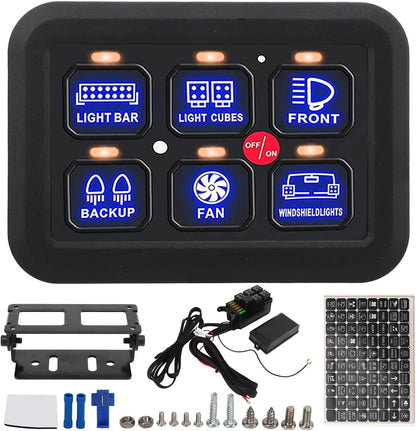 6 Gang Schakelpaneel, Automatisch Dimbaar LED Aan Uit Auto Schakelpaneel LED Touch Control Panel Univesal voor Truck Boot Off Road Voertuig ATV UTV SUV Bus
