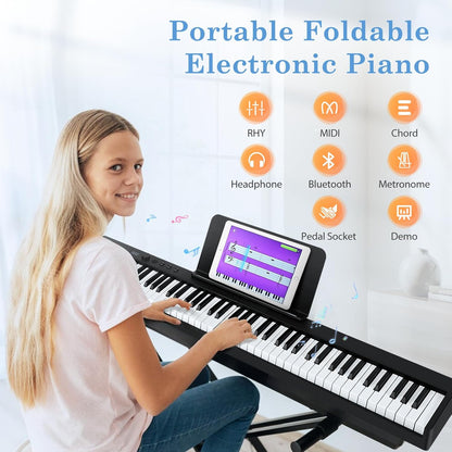 Piano-Toetsenbord Met 88 Toetsen – Digitale Piano – Keyboard – Elektrische Piano – Opvouwbare Piano – 180° Inklapbaar – Halfgewogen Full-Size Toetsen