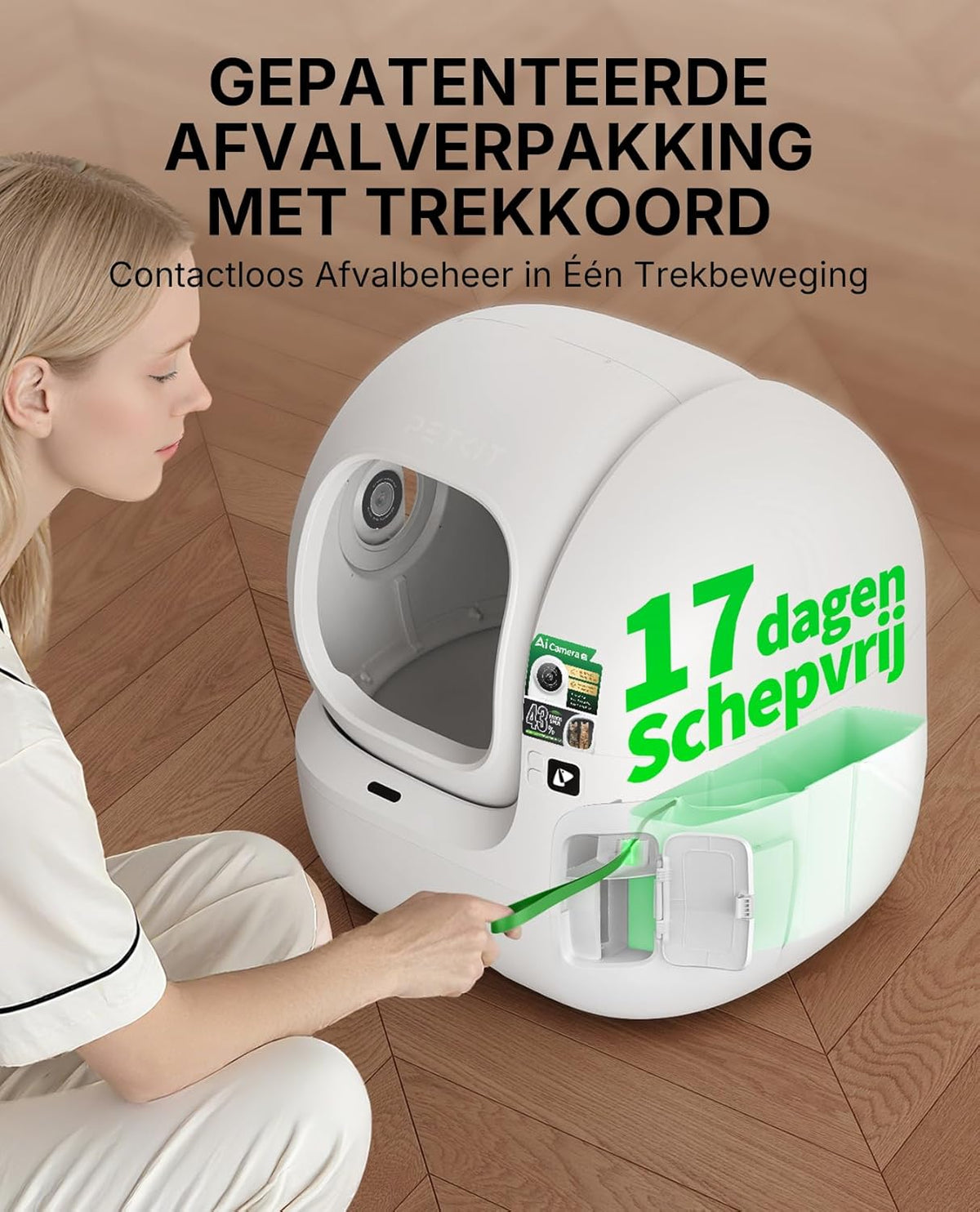 Kattenbak – Kattentoilet – Zelfreinigende Kattenbak – Automatische Kattenbak – Extra Ruime Ingang – AI Camera Met Gezondheidsmonitoring - QUORE