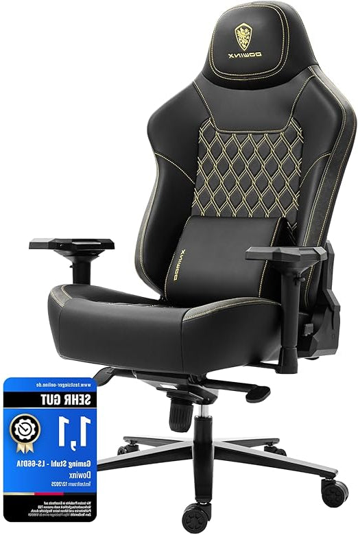 Dowinx Gaming Chair, Office Chair, 200 kg Load Capacity, Ergonomic Chef Chair with 4D Armrests and Massage Lumbar Support, Height Adjustable for Gamers E-Sport, Black - QUORE