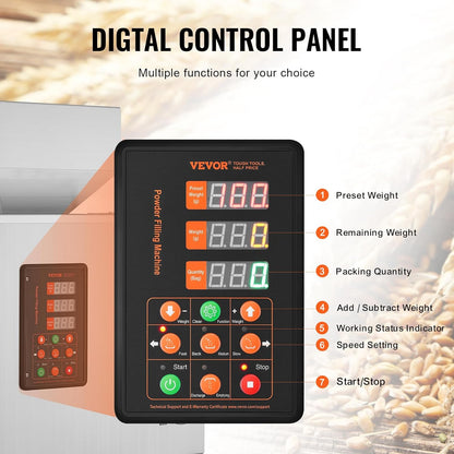Poederdoseermachine – Automatische Dosering – Poedervuller – Zakjesvuller – Kruidendoseermachine – Nauwkeurige Weegfunctie – Foodgrade RVS 304