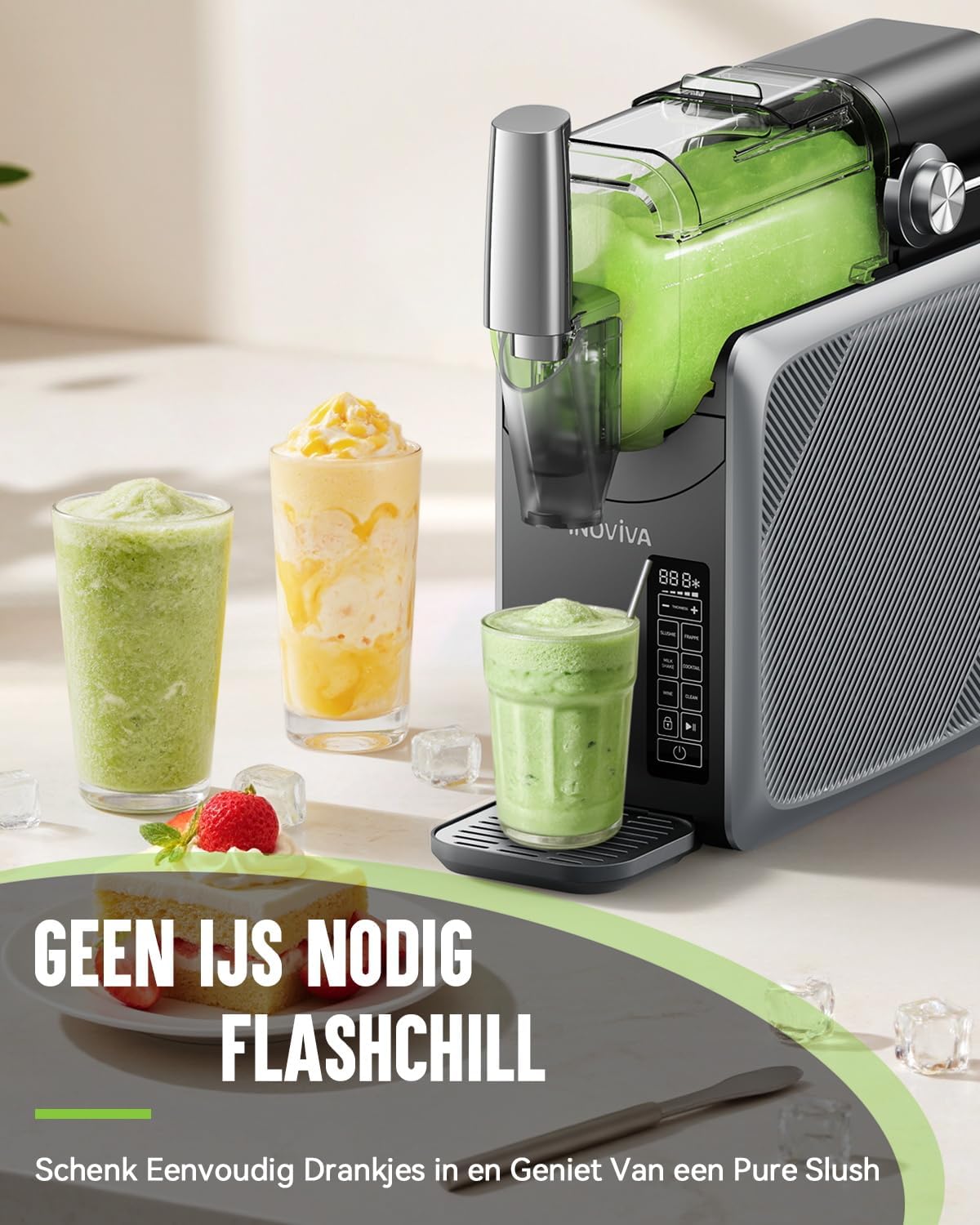 Slushie Machine, geen ijs nodig, 2L slushie machine voor thuis met zelfreiniging, 5 voorgeprogrammeerde programma's, bevroren slushies, margarita's, frappés, milkshakes (versie S1.2)