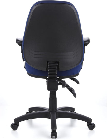 hjh OFFICE 702020 bureaustoel draaistoel Zenit Pro stof, blauw, extreem dikke vaste bekleding, zeer goede verstelmogelijkheden, in hoogte verstelbare armleuningen, ergonomische bureaustoel
