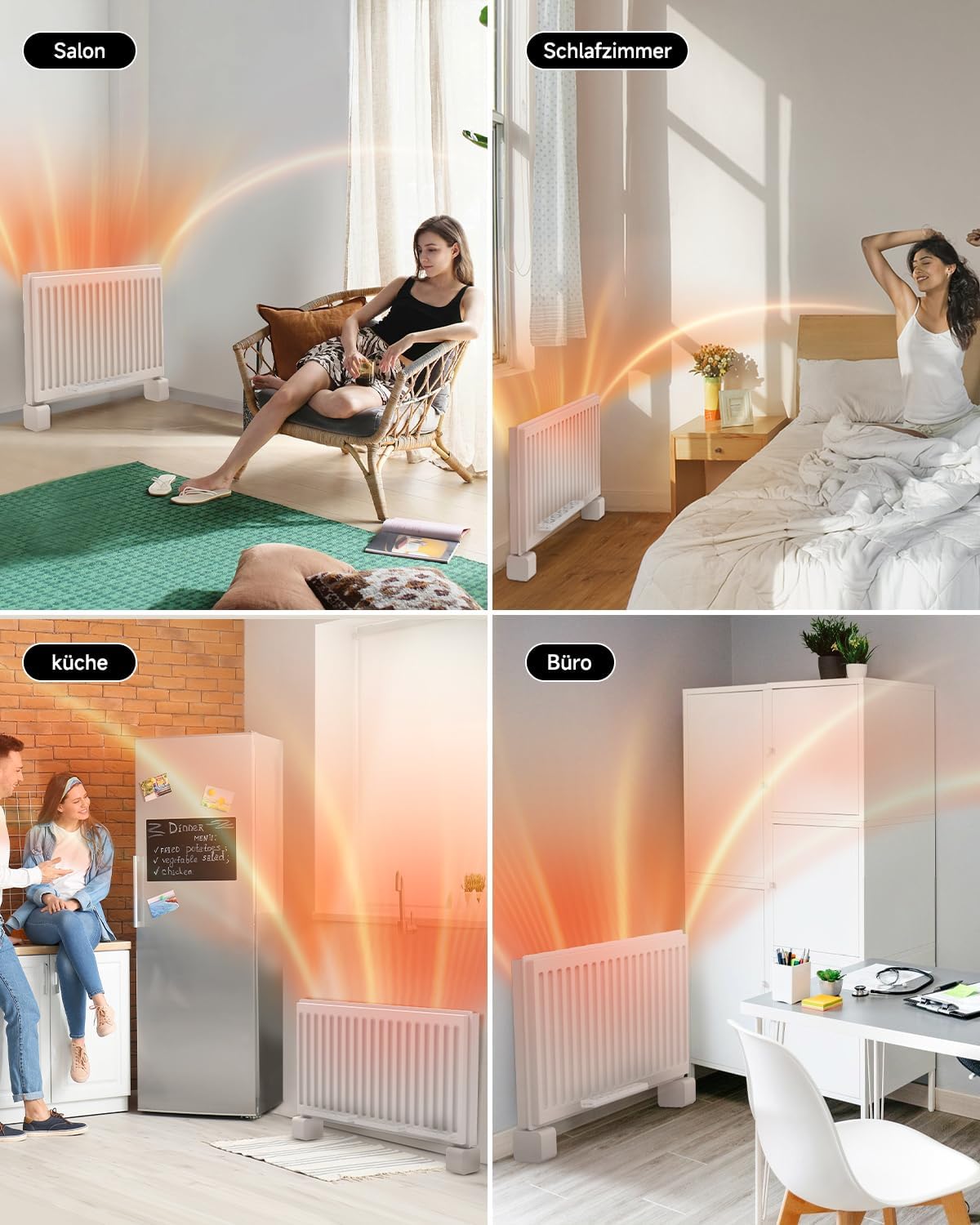 Radiatorventilator 2025 Smart - instelbare snelheid, ultra-stille verwarmingsversterker met thermostaat, bespaart tot 25% verwarmingskosten (5 ventilatoren, 2 stuks)