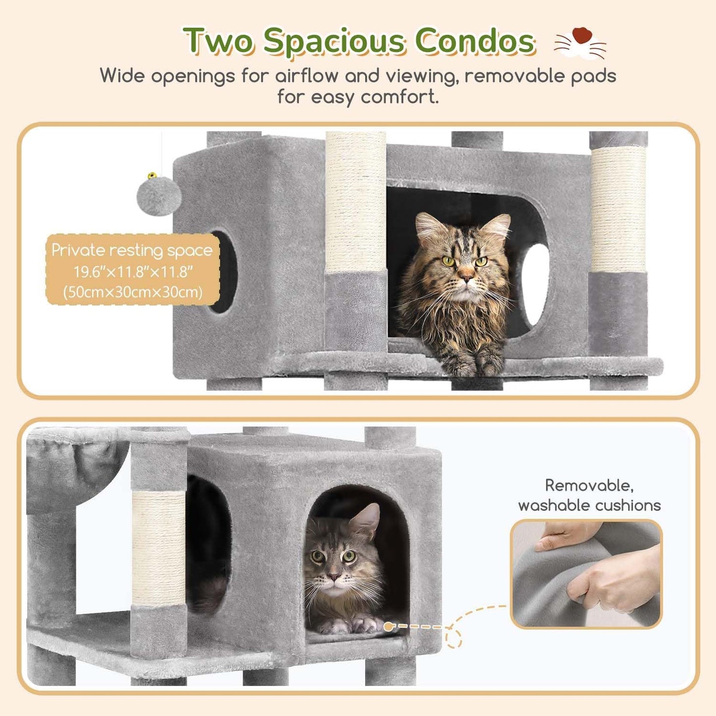 Krabpaal – Kattenboom – Kattentoren – Krabmeubel – Kattenhuis – Hoogte 188 cm – Extra Stabiel Met Sisal