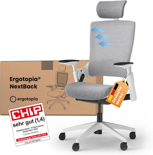 Ergonomische Bureaustoel – Bureaustoel Kantoor – Bureaustoel Met Wieltjes – Draaibare Bureaustoel – Orthopedische Bureaustoel – Synchroonmechanisme Voor Natuurlijke Houding – Verstelbare Lendensteun en Hoofdsteun