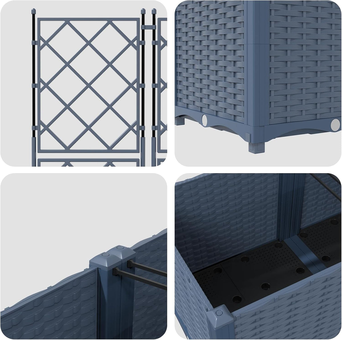 vidaXL Garden Planter with Trellis 5 pieces Grey 120x120x143cm - QUORE