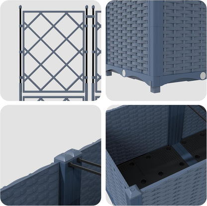 vidaXL Garden Planter with Trellis 5 pieces Grey 120x120x143cm - QUORE