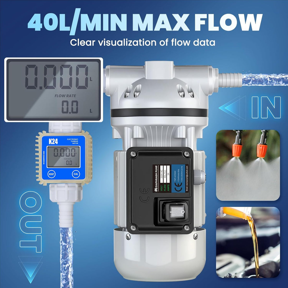 DEF Transferpomp Set Voor IBC-Container – AdBlue Pomp – Ureumpomp – Transferpomp – Membraanpomp – 40 L/Min – Zelfaanzuigend