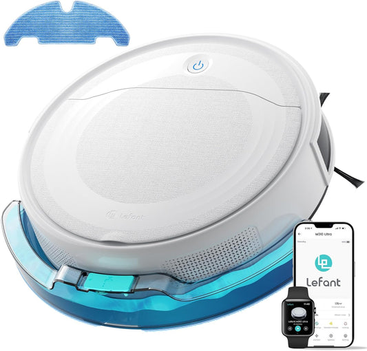 Lefant M310 Ultra Robotstofzuiger, 6000 Pa, lasernavigatie, nauwkeurige obstakelvermijding, bediening via app/Alexa, anti-klitten, ideaal voor dierenharen, haar en harde vloeren, M310 Ultra