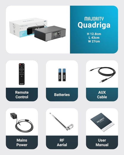 Internetradio met WLAN en CD-speler | Stereo-installatie met Bluetooth en DAB+ & FM radio | 120W 2.1 stereoluidspreker met ingebouwde subwoofer | Keukenradio met Spotify Connect & podcasts | Majority