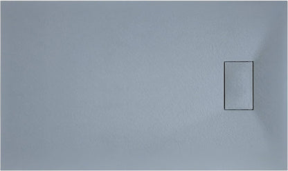 Laneri douchewand van SMC met doucheafvoer, motief leisteen-look, grijs, 90 x 120 cm