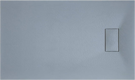 Laneri douchewand van SMC met doucheafvoer, motief leisteen-look, grijs, 90 x 120 cm