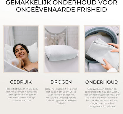 Badkussen Wit – Nekkussen Bad – Hoofdsteun Bad – Spa Kussen – Badkussen Voor In Bad – Ergonomische Ondersteuning – Snel Drogend Materiaal