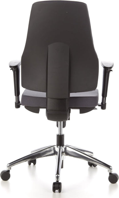 hjh OFFICE PRO-TEC 200 Bureaustoel, Ergonomische Rugleuning in 5 Standen Verstelbaar, In Hoogte Verstelbare Armleuningen met Softpads, Antraciet