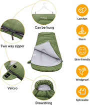 KingCamp Slaapzak, winter, outdoor, warme dekenslaapzak, draagbaar, licht, 3-4 seizoenen, camping, slaapzak voor kinderen en volwassenen op de camping, trekking, 1,9 kg