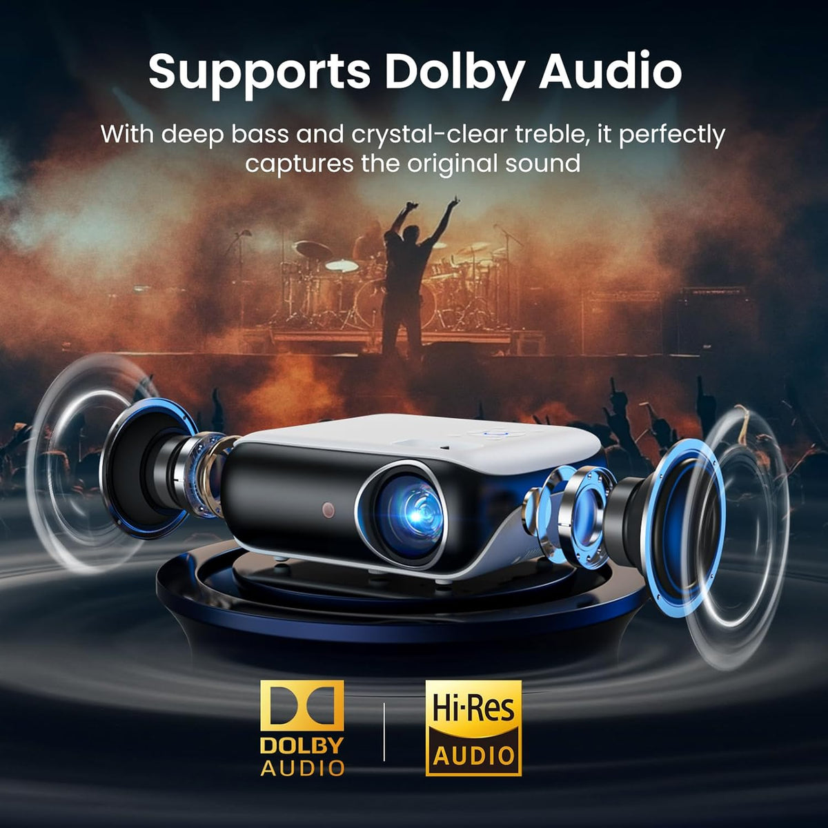 [ Google TV Official ] 4K Mini Projector, HAPPRUN 1000 ANSI 1080P Full HD Smart Beamer met Dolby Audio, WiFi6 Bluetooth 5.2, Home Cinema Projector, Spraakbesturing, met Netflix, Prime Video, YouTube