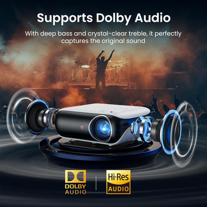[ Google TV Official ] 4K Mini Projector, HAPPRUN 1000 ANSI 1080P Full HD Smart Beamer met Dolby Audio, WiFi6 Bluetooth 5.2, Home Cinema Projector, Spraakbesturing, met Netflix, Prime Video, YouTube