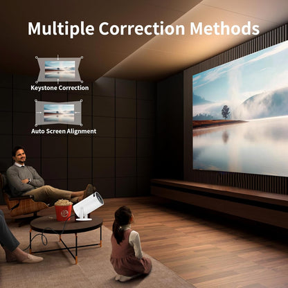 Beamer, mini-projector met wifi en Bluetooth, 4K, CWOWDEFU, 270° verstelbare standaard, outdoor, draagbare filmbeamer, home theater, Native 1080p Full HD-projector met luidspreker, Android TV/HDMI,