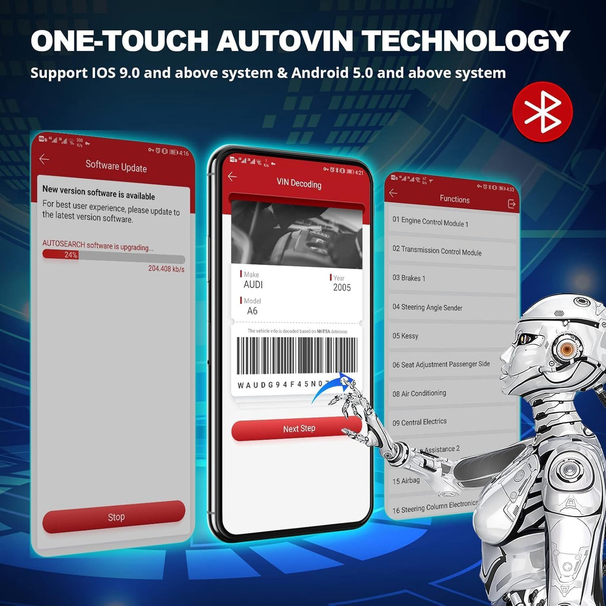 thinkcar ThinkDiag 2 OBD2 diagnosekoffer, Franse diagnosefuncties met 15 resets voor complete systemen, OBD2-autodiagnose, Bluetooth 5.0 ondersteuning CAN-FD-protocol