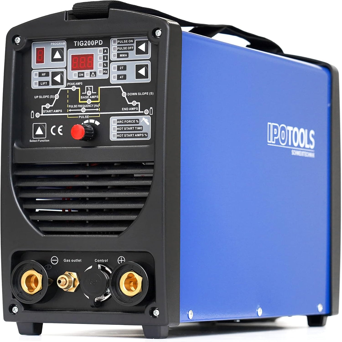 IPOTOOLS 200PD WIG lasapparaat DC - TIG TIG TIG lasapparaat 200 amper volledig digitaal inverter lasapparaat met HF-ontsteking, pulsfunctie, MMA, IGBT, 32-bit microprocessor, 7 jaar garantie