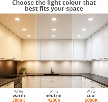 JANDEI - Set van 20 18W LED inbouw plafondlampen, downlights rond, plat, met mat witte aluminium ring, driver inbegrepen, koud wit licht 6000K