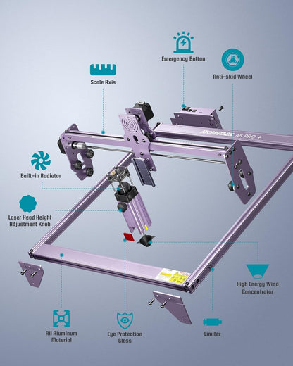 ATOMSTACK A5 PRO Laser Graveermachine, 40W CNC Laser Cutter, 5W uitgangsvermogen 0,01mm Graveernauwkeurigheid Lasergraveerder 410 x 400mm Graveerbereik
