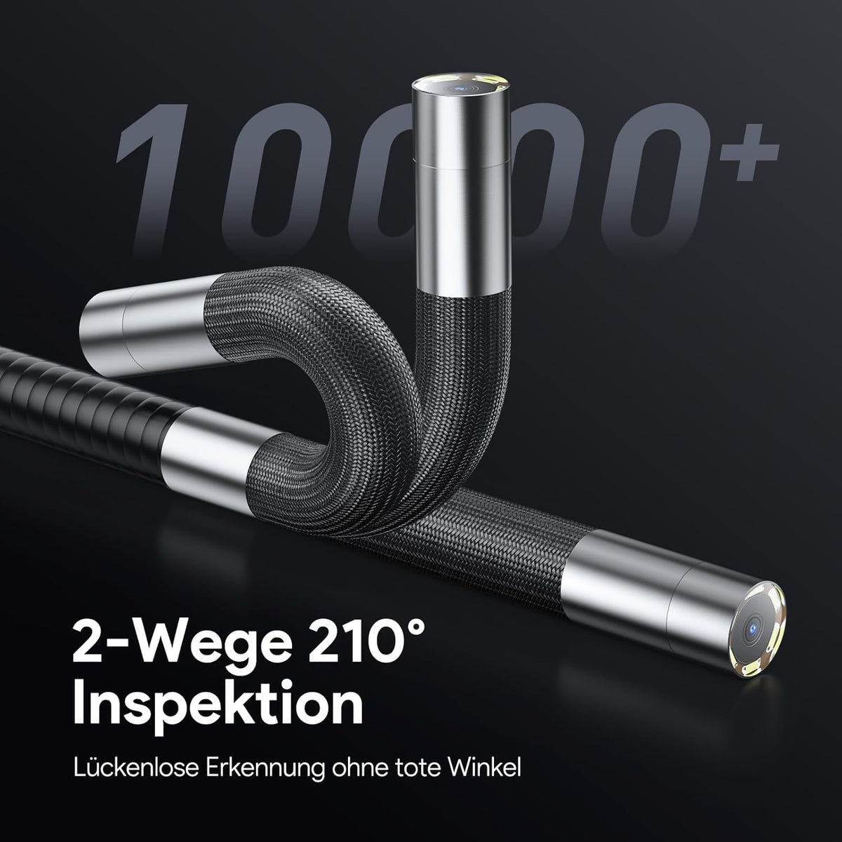 DEPSTECH Endoscoopcamera met licht, 210 graden draaibare inspectiecamera, 1,5 m, waterdichte slangencamera