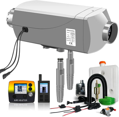 Standkachel Diesel – Dieselverwarming – Dieselkachel 12V – Camperkachel – RV Kachel – 8 kW Vermogen – Water- en Luchtverwarming Met LCD Afstandsbediening
