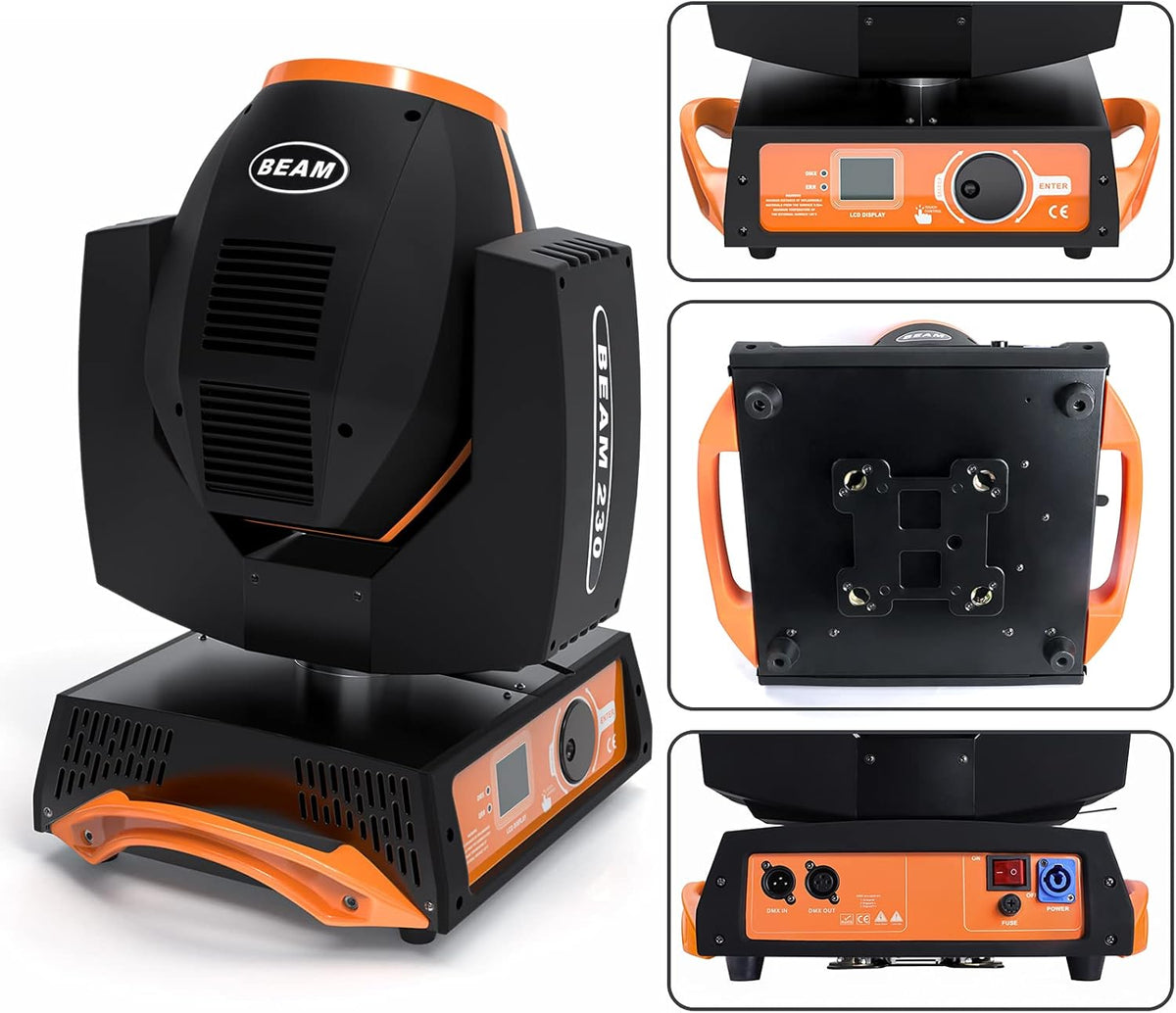 Moving Head LED 230W Disco Light RGBW Disco Light Party Light DMX512 Strobe Light 16CH Stage Lighting for Bar Club Concert, Birthday, Theatre, Wedding, Light Show (Orange) - QUORE