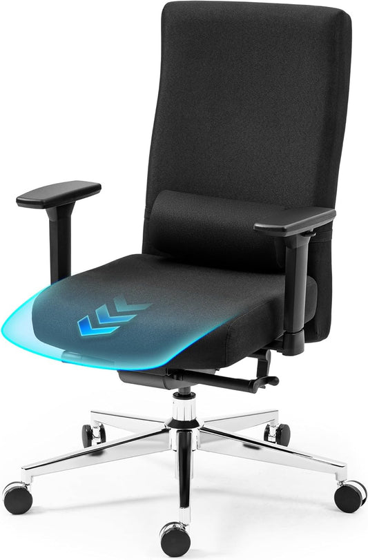 Dowinx Ergonomic Office Chair with Adjustable Seat Depth, Adjustable Office Chair with Lumbar Support, Fabric Computer Chair with 3D Armrest for Adults 158 kg, Work Chair for Home Work, Executive - QUORE