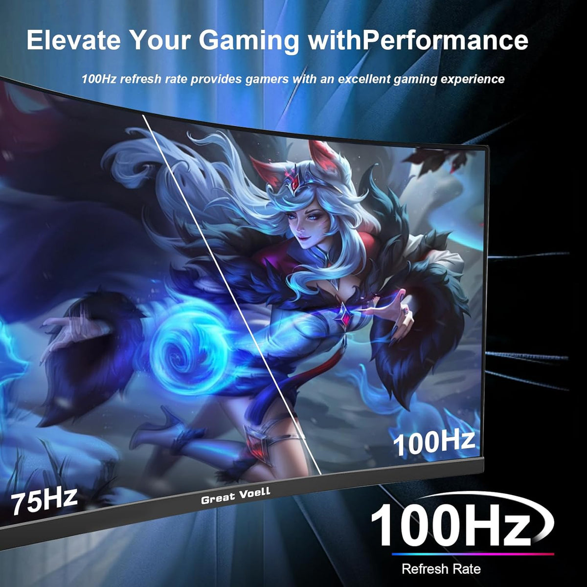 27 inch monitor, 100 Hz, Full HD (1080p), anti-flikkering, sRGB 100%, HDR, HDMI & DP, monitor pc-scherm, zwart