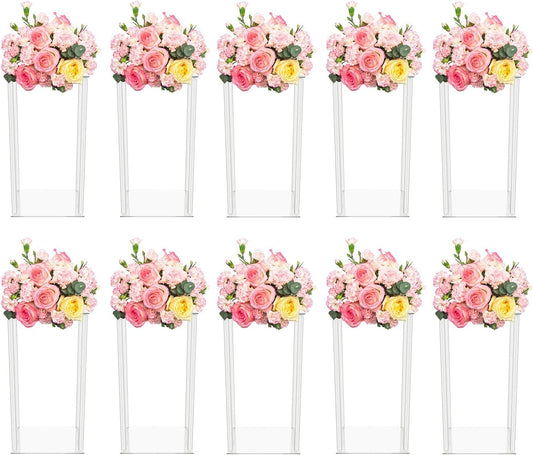Acrylic vase, wedding, table top pieces, 10 pieces, 60 cm high flower stand, transparent flower base, 9 kg load capacity, suitable for parties, furniture decoration, weddings - QUORE