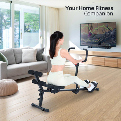 Rowing Machine for Home, Sportneer Hydraulic Rowing Machine Foldable with 12 Resistance Levels, Fitness Device for Home, Abdominal Trainer with U-Handle & Backrest, Maximum Load 135 kg - QUORE