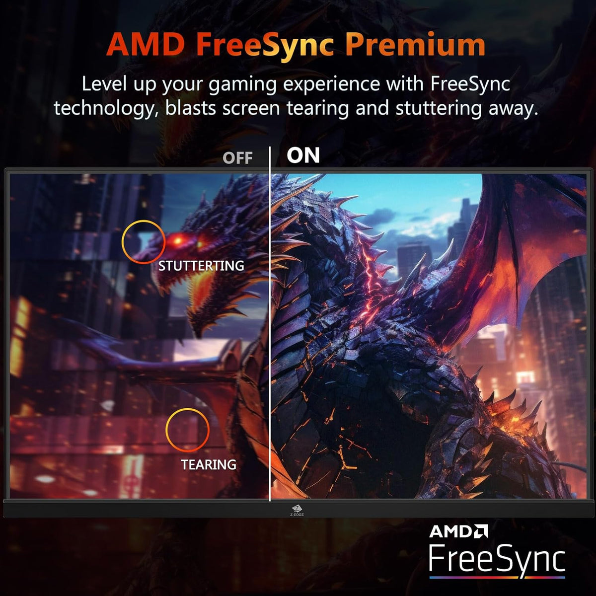 Z-Edge Gaming Monitor 25 inch 240 Hz, 1 ms, FreeSync, Screen FHD 1080P with HDMI Cable, 350 cd/m², VA, HDMI2.0 * 2 & DP1.4, VESA 75 * 75 mm Mountable, sRGB 99%, 178° Viewing Angle, Adjustable Tilt