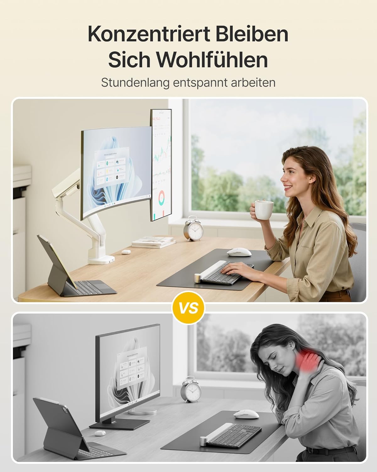 monTEK Dual Monitor Stand Mount met USB voor 17"-40" schermen