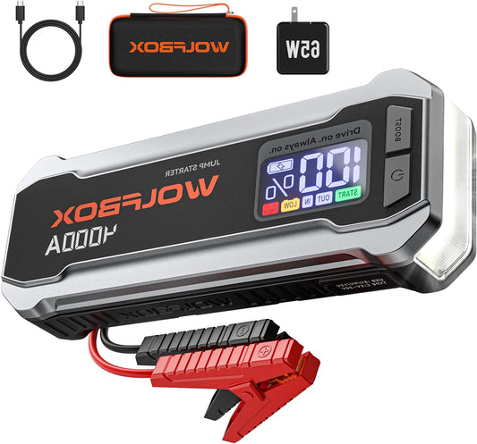 Jump Starter – Accu Booster – Startkabel – Powerbank – Auto Accu Opstarter – 4000A Startboost – 65W Snellader USB-C - QUORE