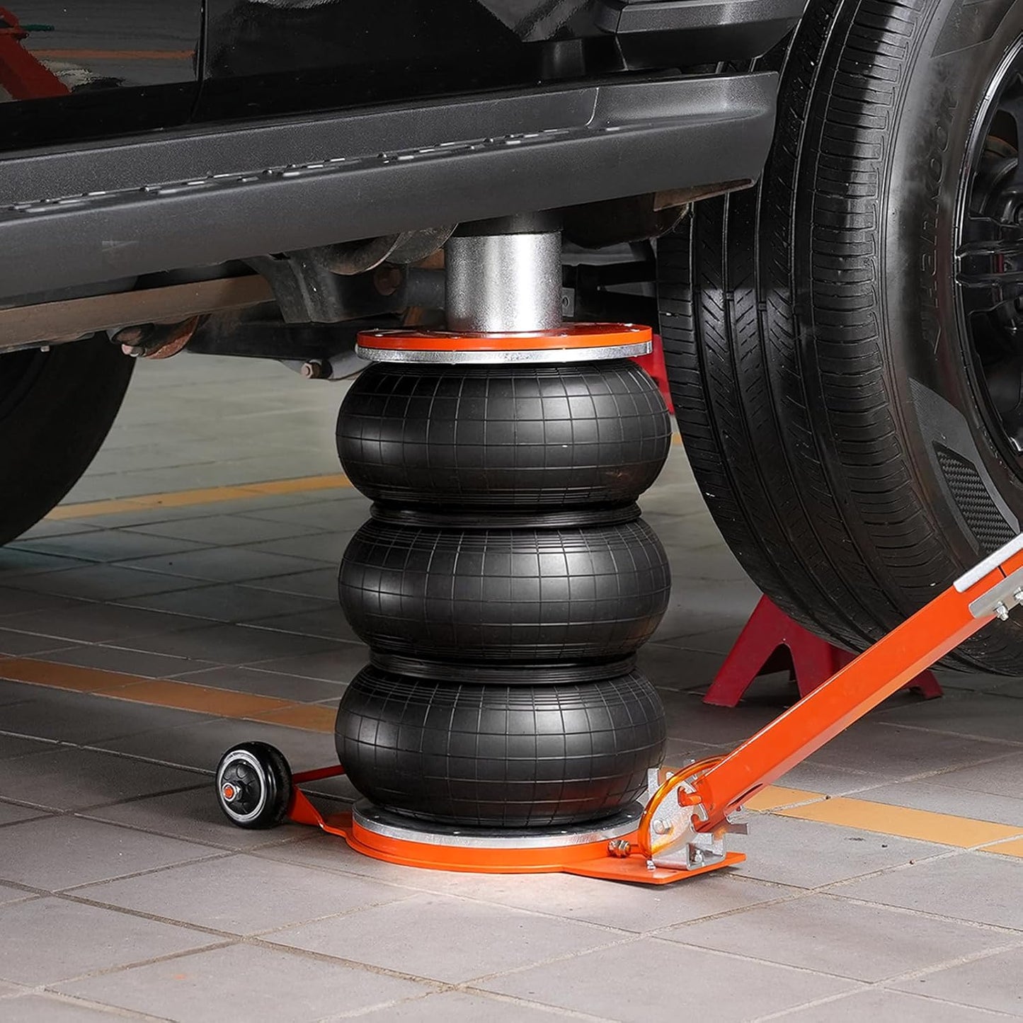 VEVOR Pneumatische krik, 5 ton, pneumatische hefkrik met verhoogde zuil en verstelbare handgreep, gemakkelijk op te tillen en compact, voor sedan, SUV, bestelwagen, autoreparatie, garage
