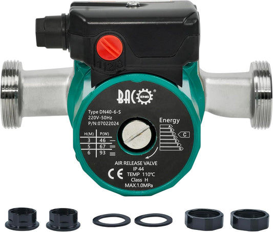 BACOENG Verwarmingspomp, circulatiepomp RS 25-6/180 mm circulatiepomp voor centrale verwarming, 220 V/50 Hz, materiaal roestvrij staal