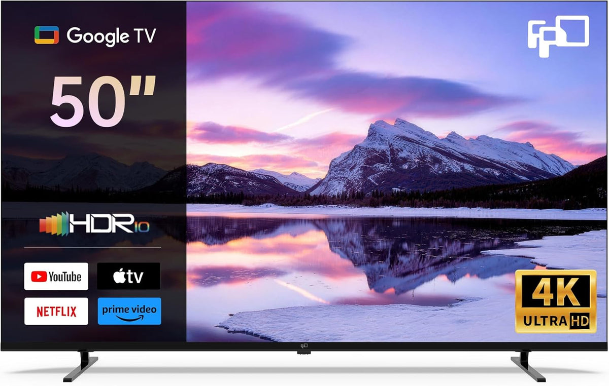 FPD 50 Inch Smart TV, 4K LED Google TV met Google Play, Ingebouwde Google Cast, HDR 10, MEMC, Spraakafstandsbediening, Dolby Atmos & Vision, UHD Stream Live Televisie (CG50)