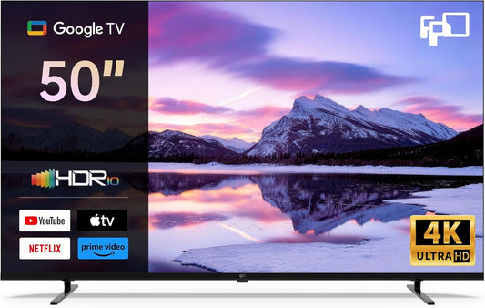 FPD 50 Inch Smart TV, 4K LED Google TV met Google Play, Ingebouwde Google Cast, HDR 10, MEMC, Spraakafstandsbediening, Dolby Atmos & Vision, UHD Stream Live Televisie (CG50)